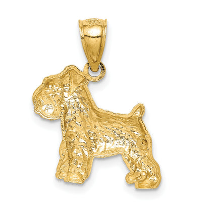 14K Diamond-cut Mini Schnauzer Dog Pendant
