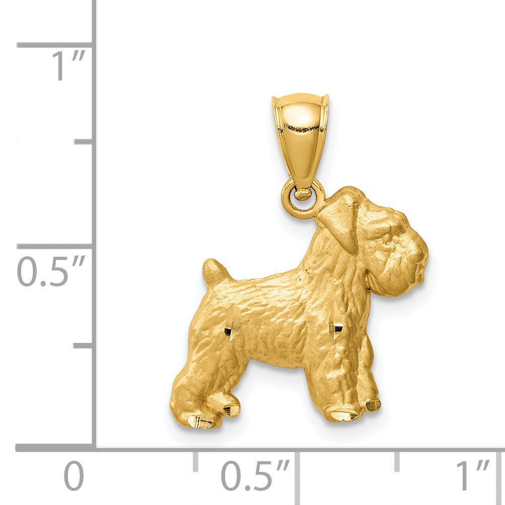 14K Diamond-cut Mini Schnauzer Dog Pendant