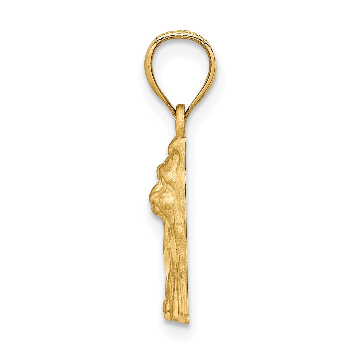 14K Satin Diamond-cut Yorkshire Terrier Dog Pendant