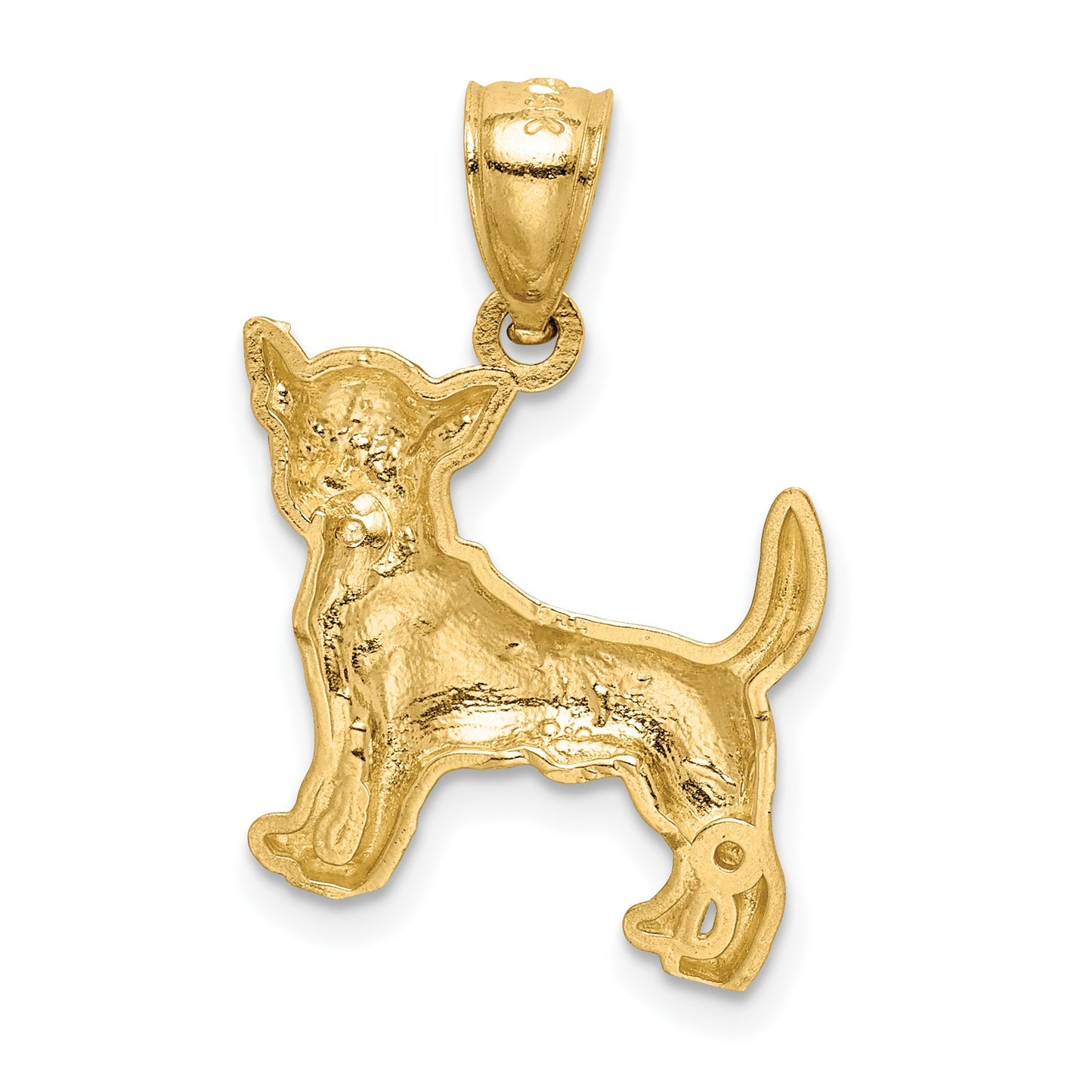 14K Satin Diamond-cut Chihuahua Dog Pendant