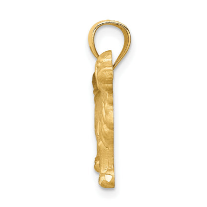 14K Satin Diamond-cut Golden Retriever Dog Pendant