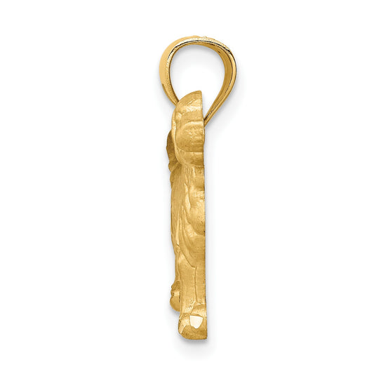 14K Satin Diamond-cut Golden Retriever Dog Pendant