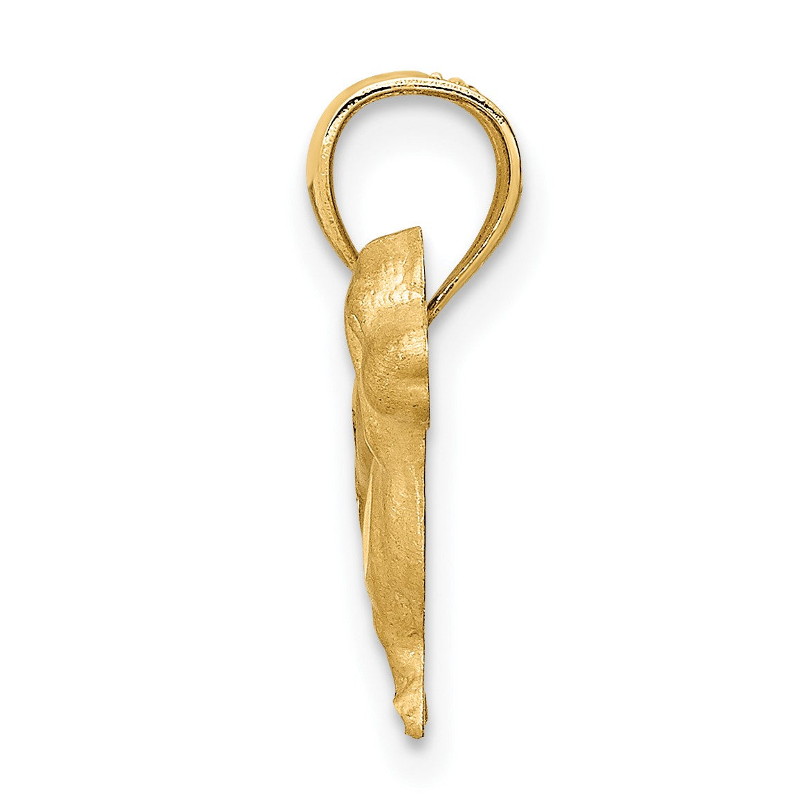 14K Satin Diamond-cut Dachshund Dog Pendant