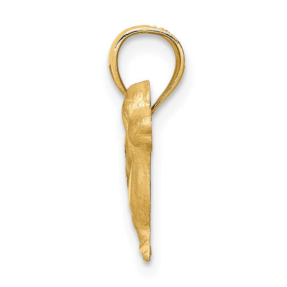 14K Satin Diamond-cut Dachshund Dog Pendant