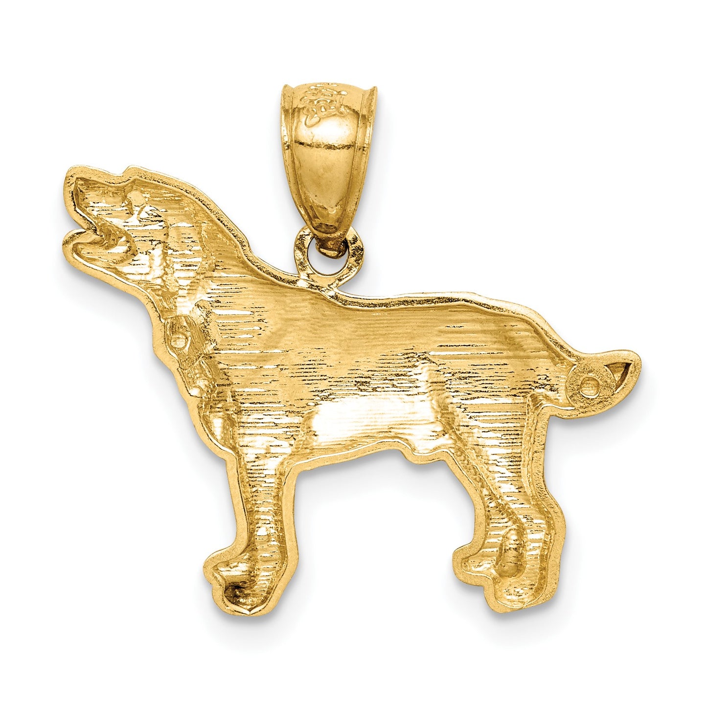 14K Satin Diamond-cut Labrador Retriever Dog Pendant