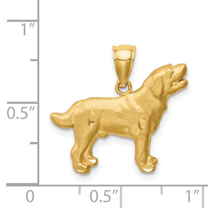 14K Satin Diamond-cut Labrador Retriever Dog Pendant
