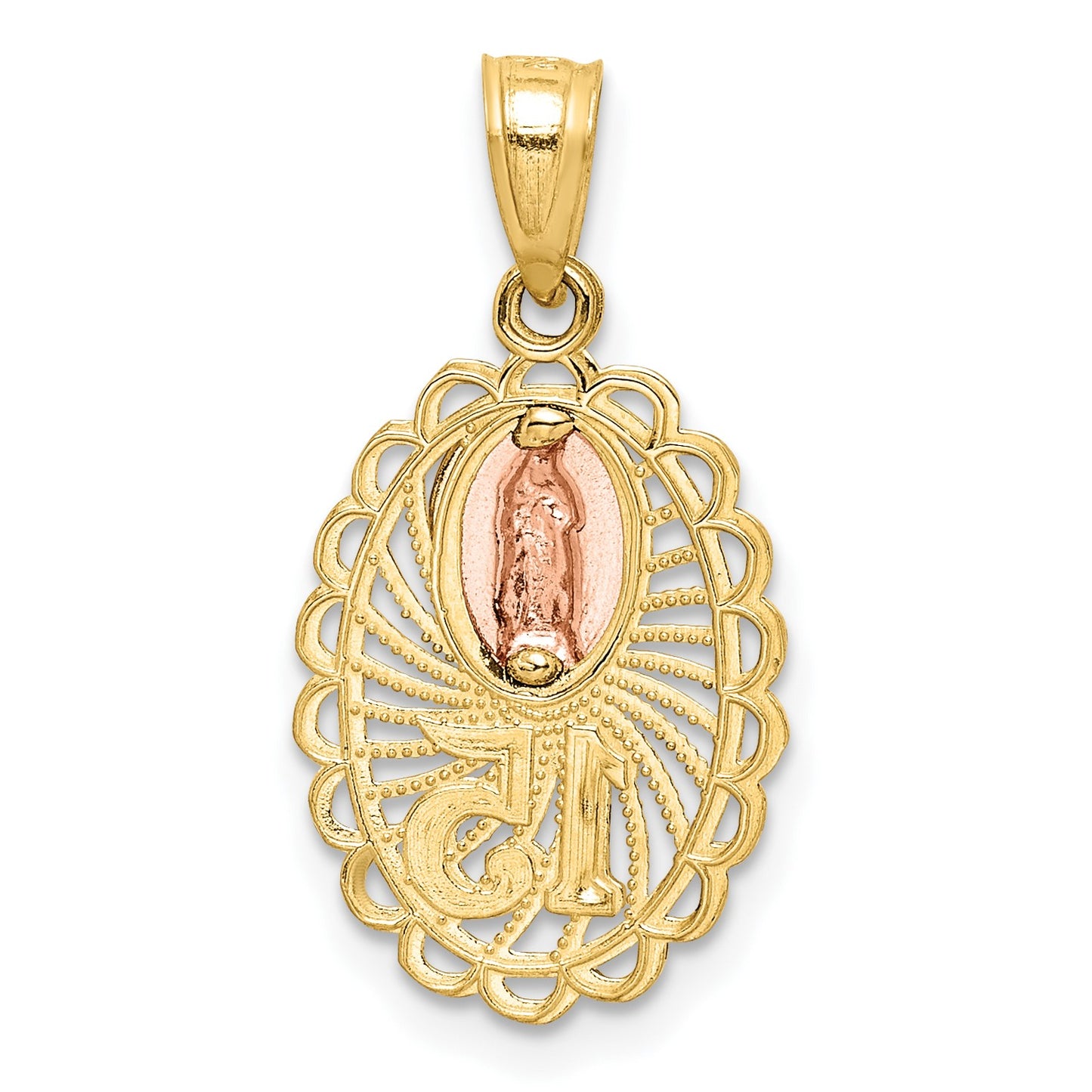 14K Two-tone with White Rhodium Our Lady of Guadalupe 15 Pendant