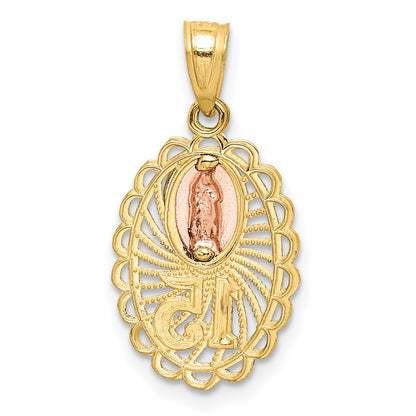 14K Two-tone with White Rhodium Our Lady of Guadalupe 15 Pendant