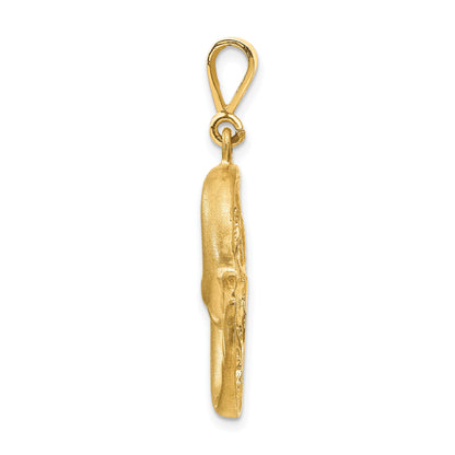 14k Satin Diamond-cut Pisces Zodiac Charm
