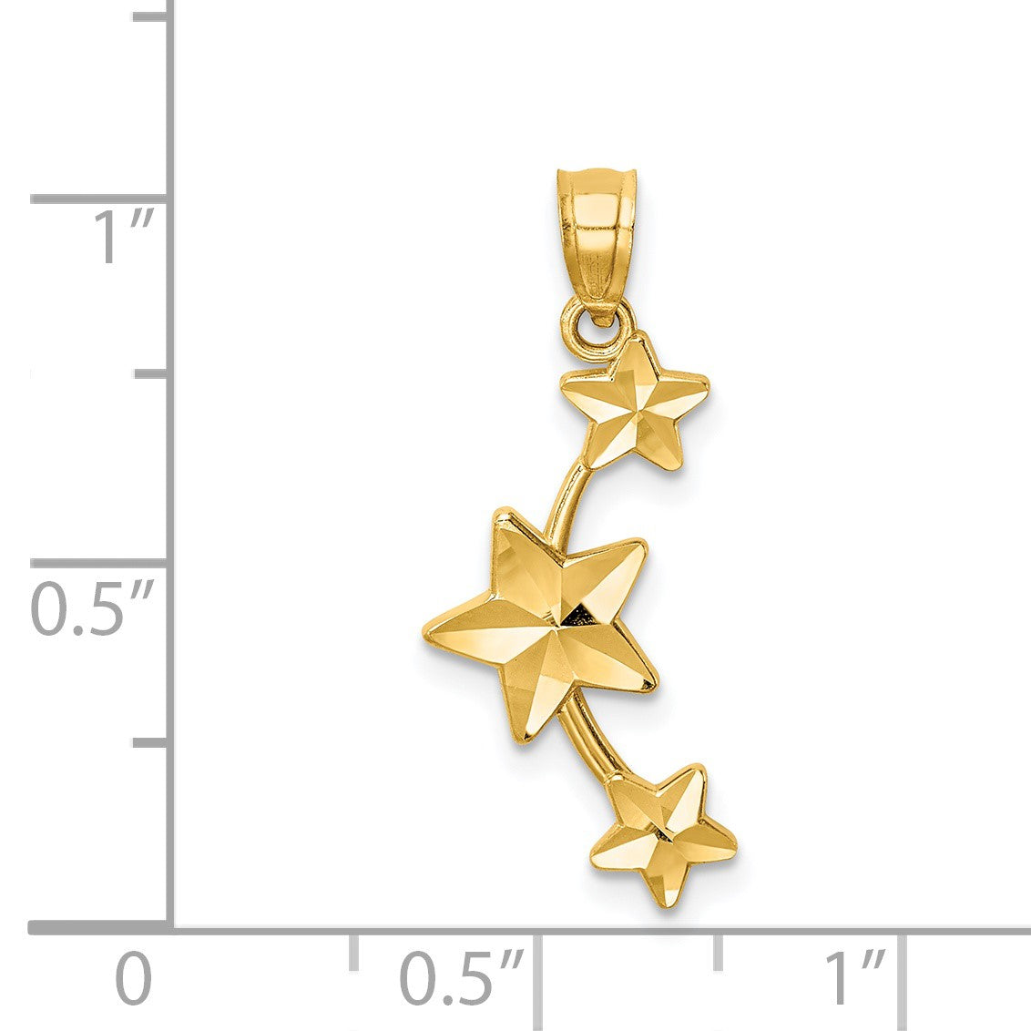 14K Diamond-cut Stars Pendant