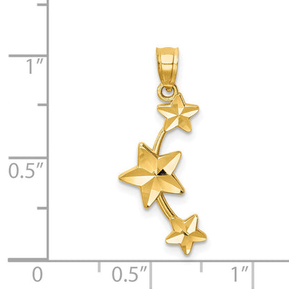 14K Diamond-cut Stars Pendant