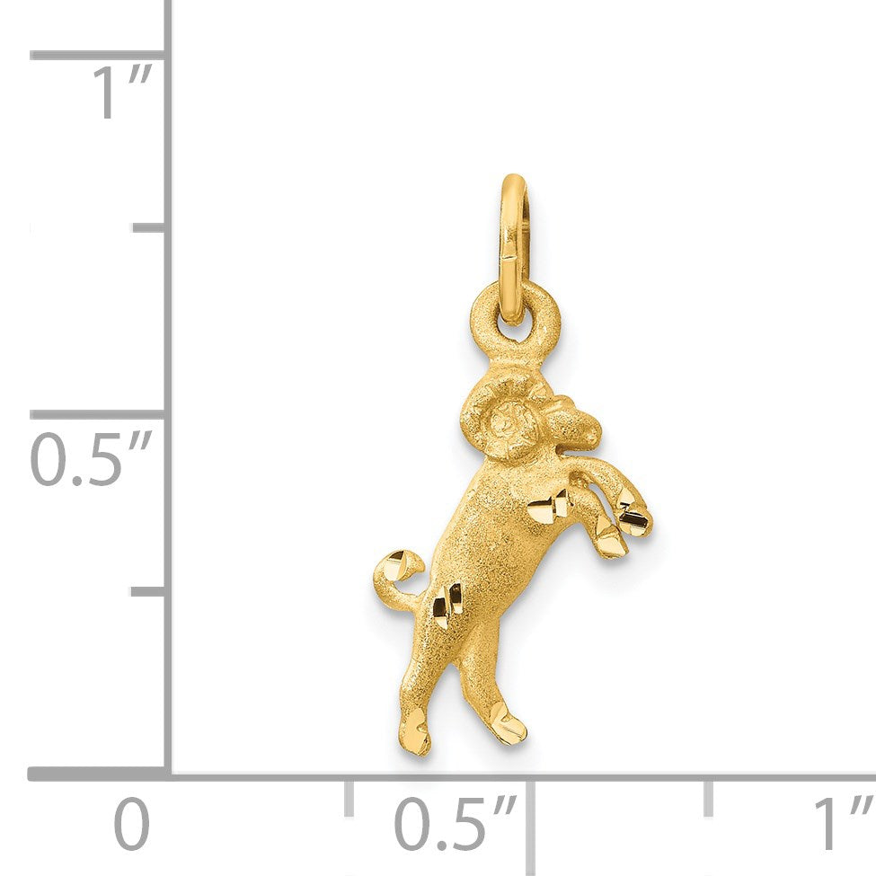 14k Satin Diamond-cut Aries Zodiac Charm