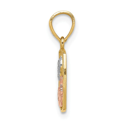14K Two-tone and White Rhodium Baptism Rectangular Pendant