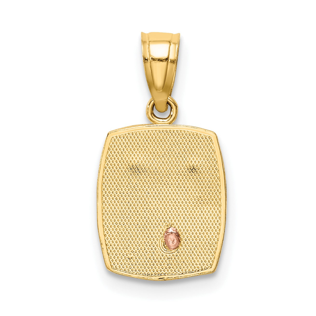 14K Two-tone and White Rhodium Baptism Rectangular Pendant