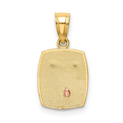 14K Two-tone and White Rhodium Baptism Rectangular Pendant