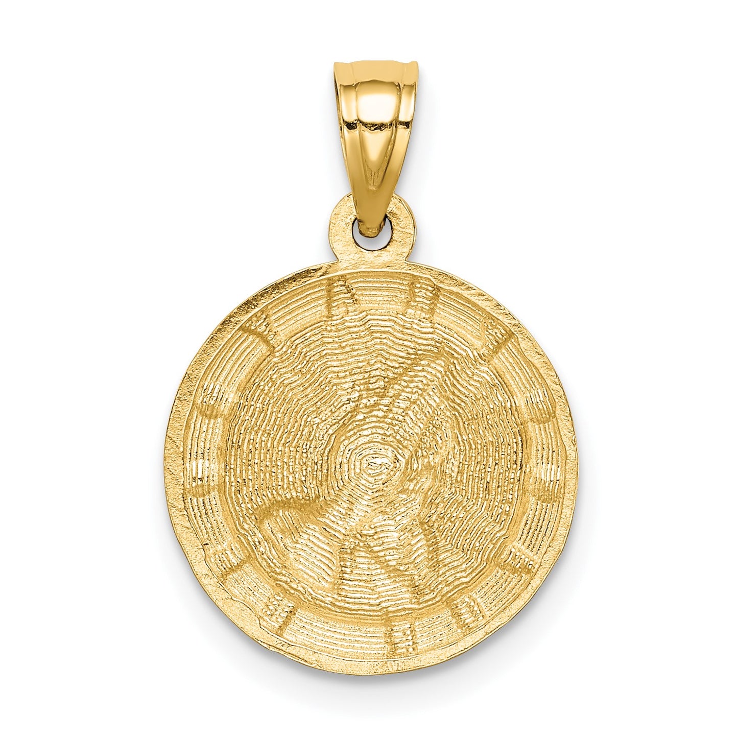 14K and White Rhodium Praying Hands Round Pendant