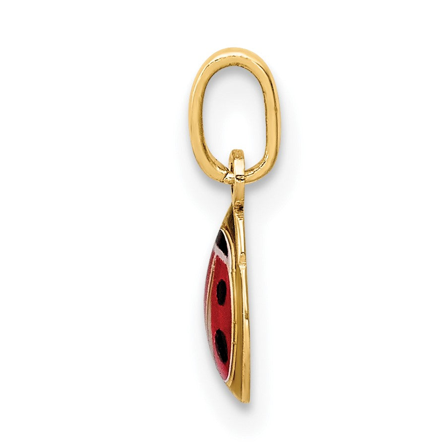 14K Red and Black Enamel Ladybug Charm