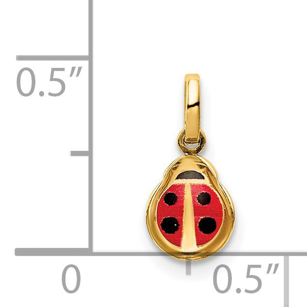 14K Red and Black Enamel Ladybug Charm