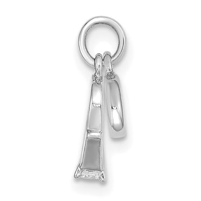 14k White Gold CZ Mini 3-D Wedding Rings Charm