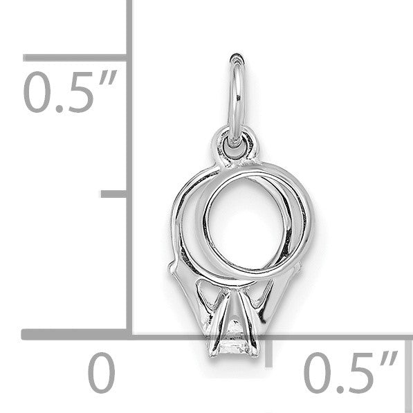 14k White Gold CZ Mini 3-D Wedding Rings Charm