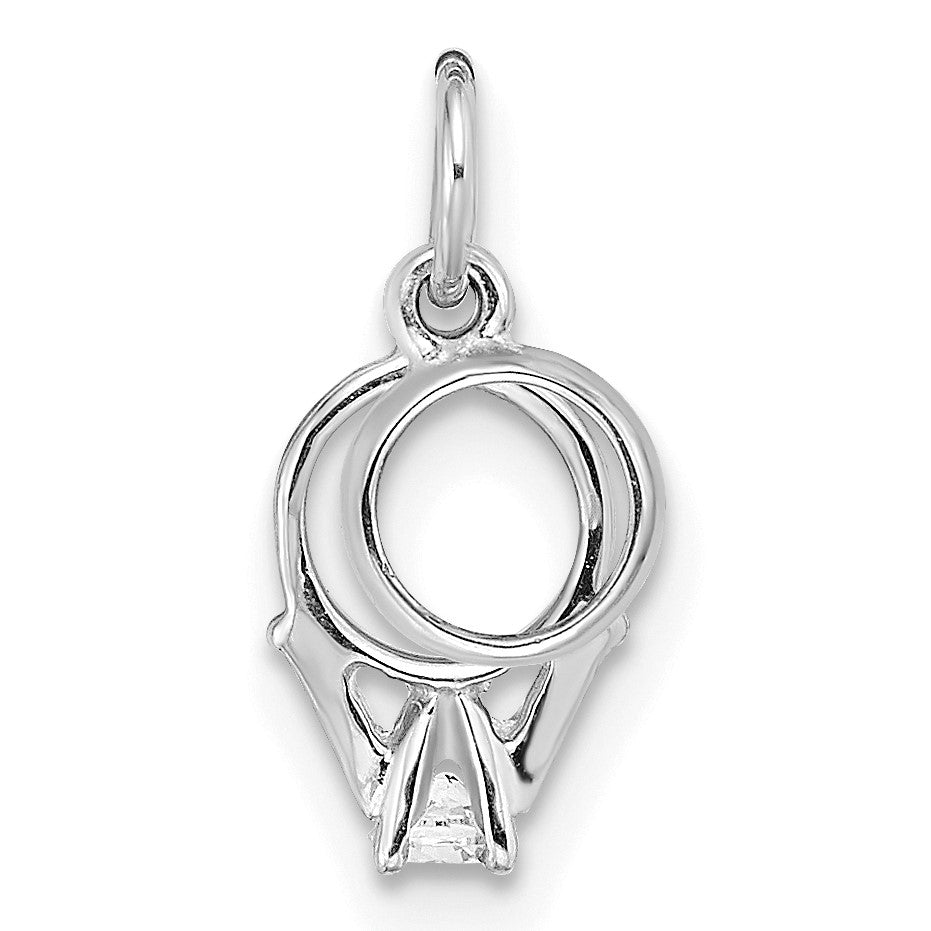 14k White Gold CZ Mini 3-D Wedding Rings Charm