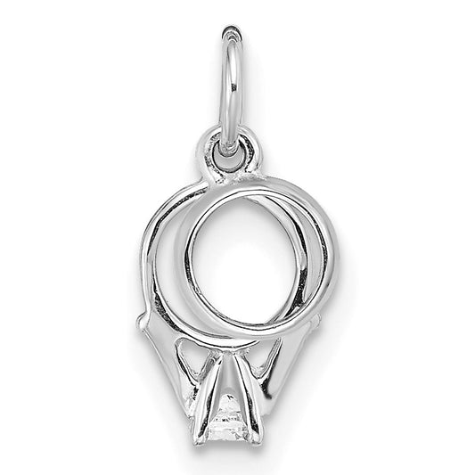 14k White Gold CZ Mini 3-D Wedding Rings Charm