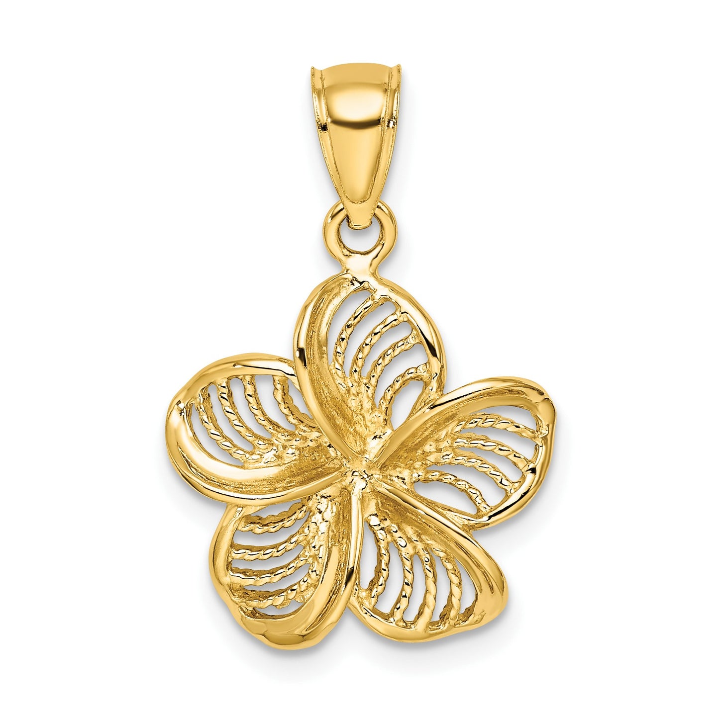 14k Beaded and Polished Plumeria Flower Charm