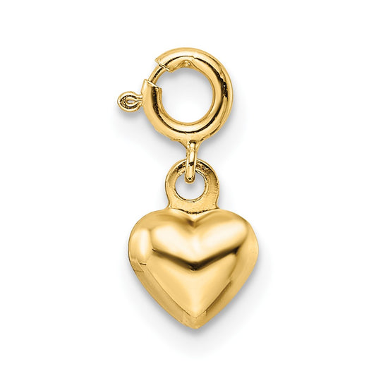 14K Polished Heart w/ Spring Ring Clasp Charm