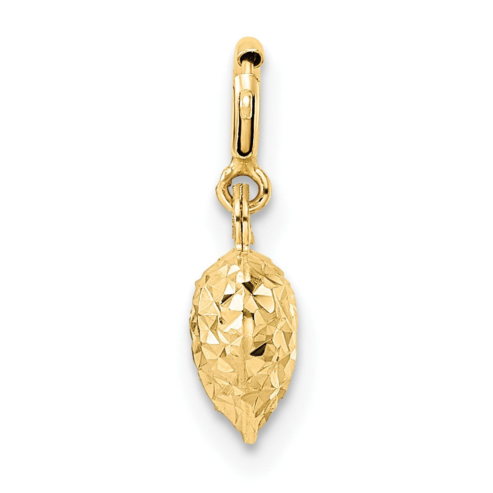 14K 3-D Puffed Diamond-cut Heart with Spring Ring Clasp Charm