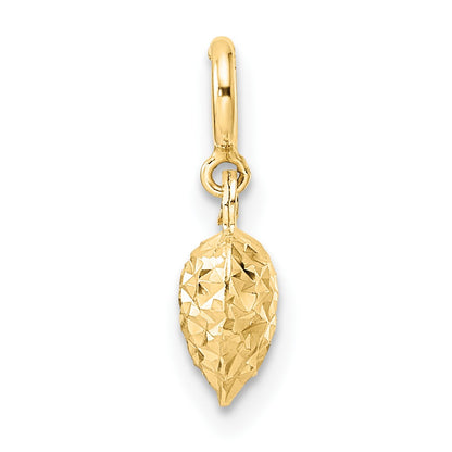 14K 3-D Puffed Diamond-cut Heart with Spring Ring Clasp Charm