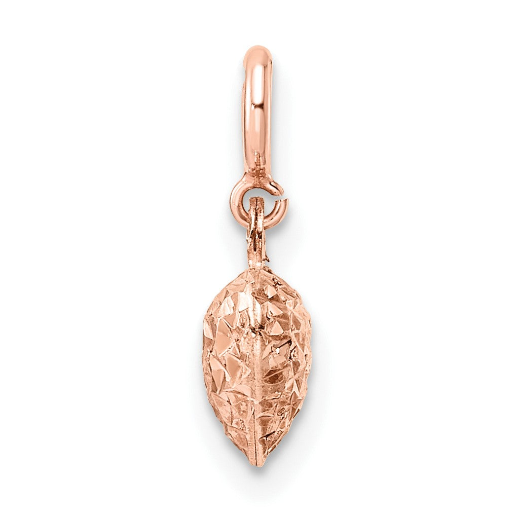 14K Rose Gold 3-D Puffed Diamond-cut Heart with Spring Ring Clasp Charm