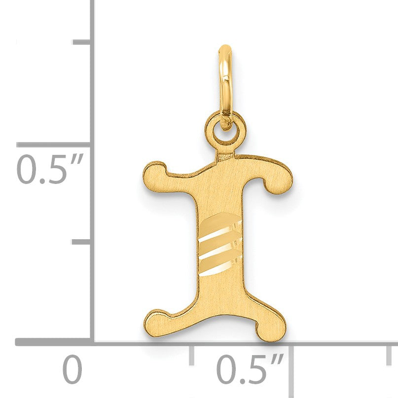 14K Diamond-cut Letter I Initial Charm