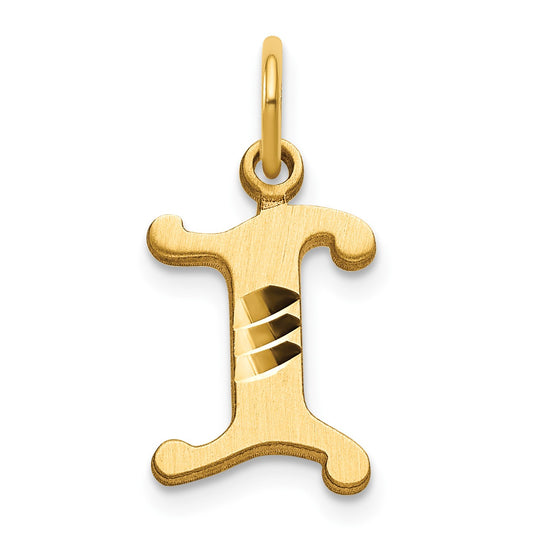 14K Diamond-cut Letter I Initial Charm