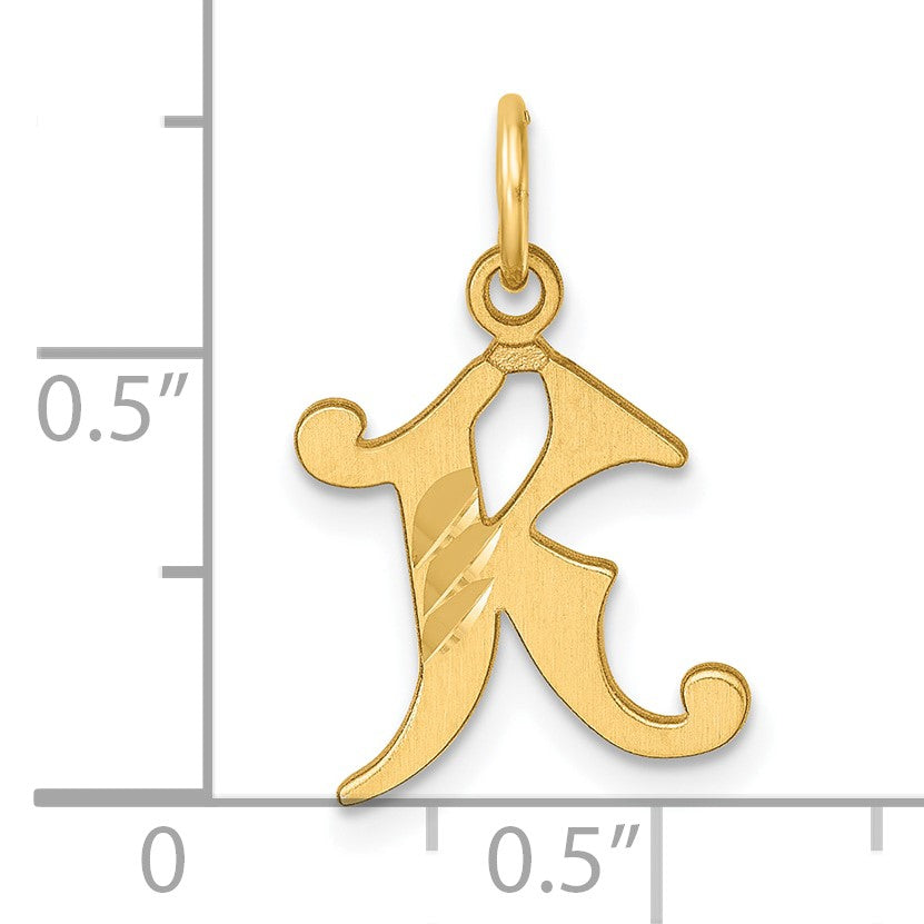 14K Diamond-cut Letter K Initial Charm