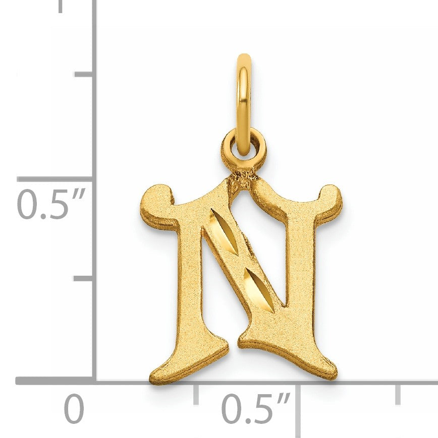 14K Diamond-cut Letter N Initial Charm