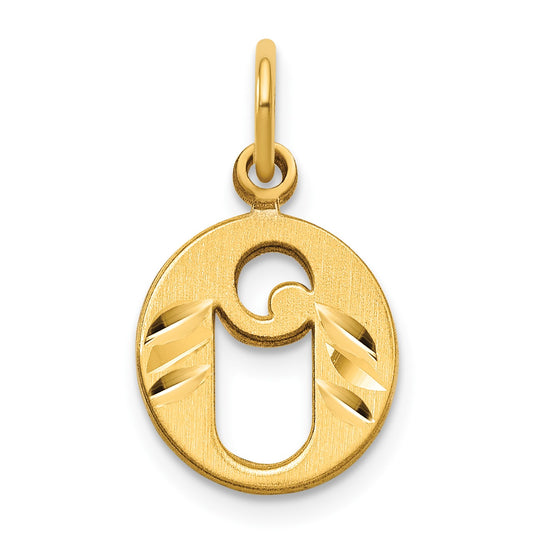 14K Diamond-cut Letter O Initial Charm