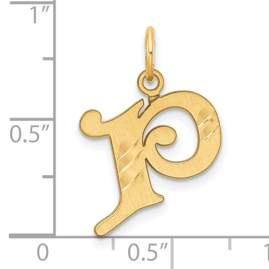 14K Diamond-cut Letter P Initial Charm