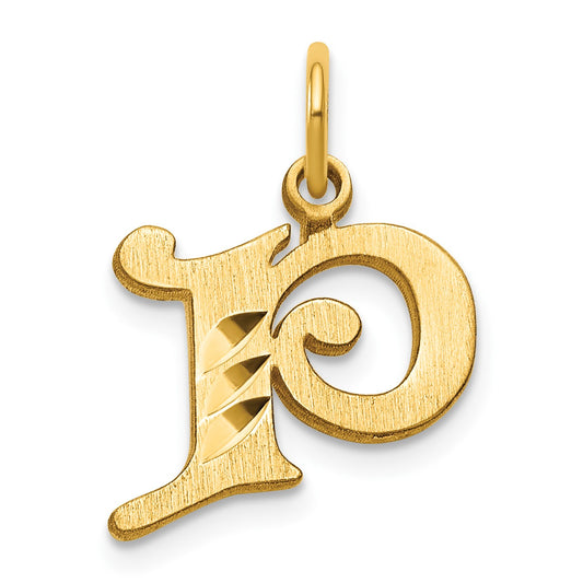 14K Diamond-cut Letter P Initial Charm