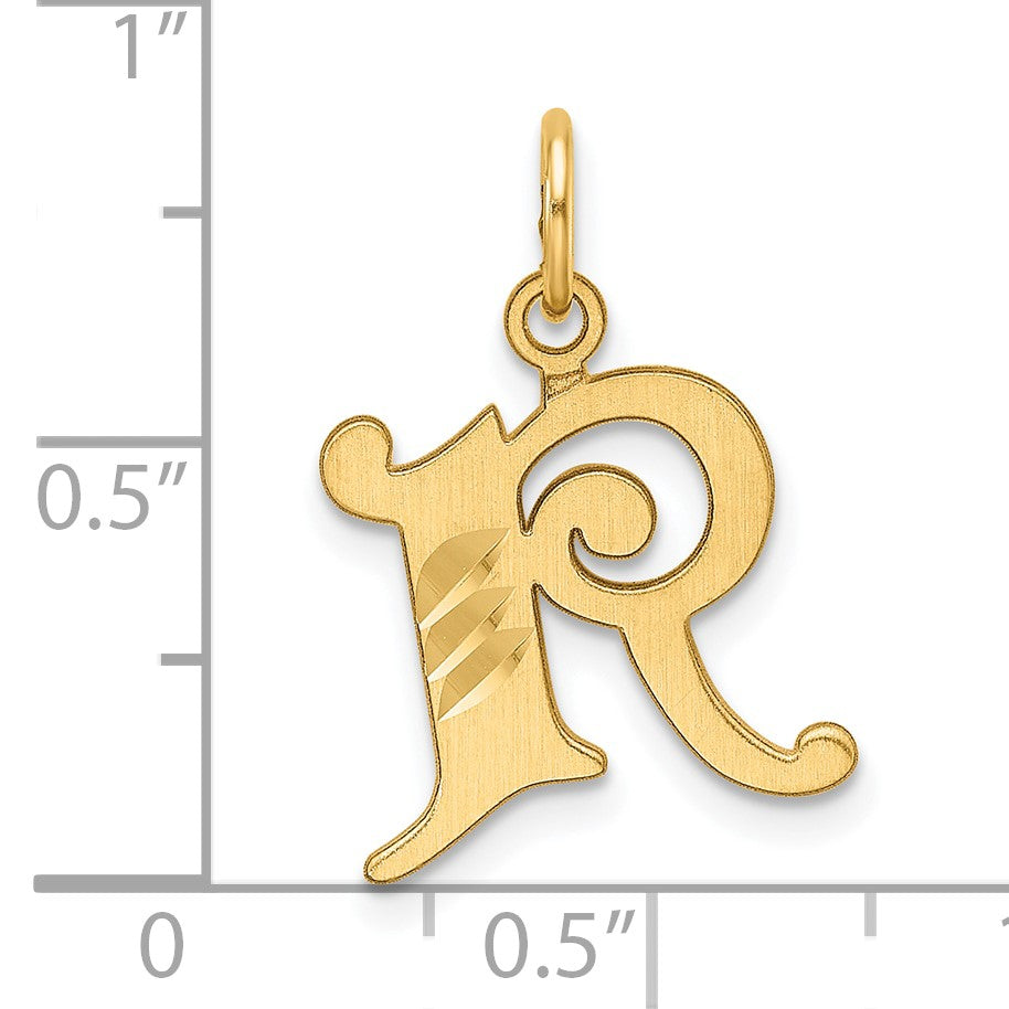 14K Diamond-cut Letter R Initial Charm
