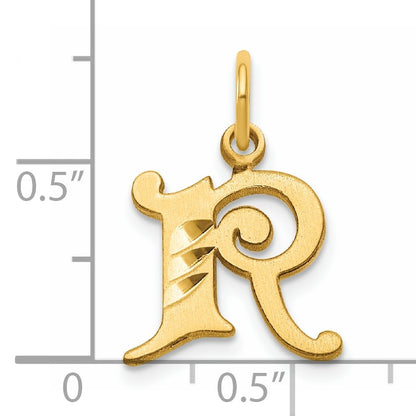14K Diamond-cut Letter R Initial Charm