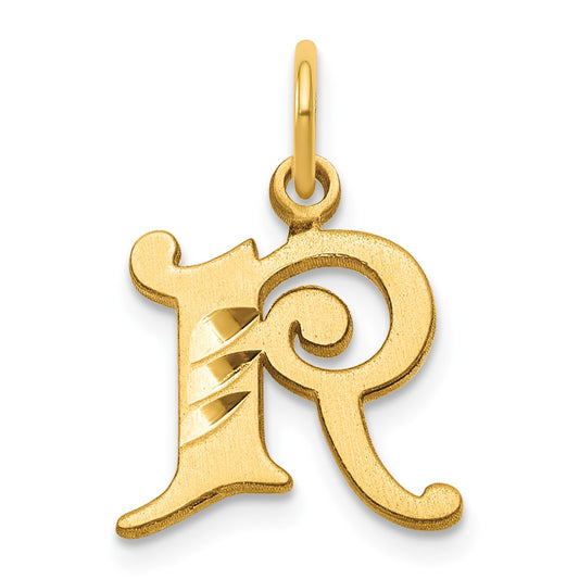 14K Diamond-cut Letter R Initial Charm