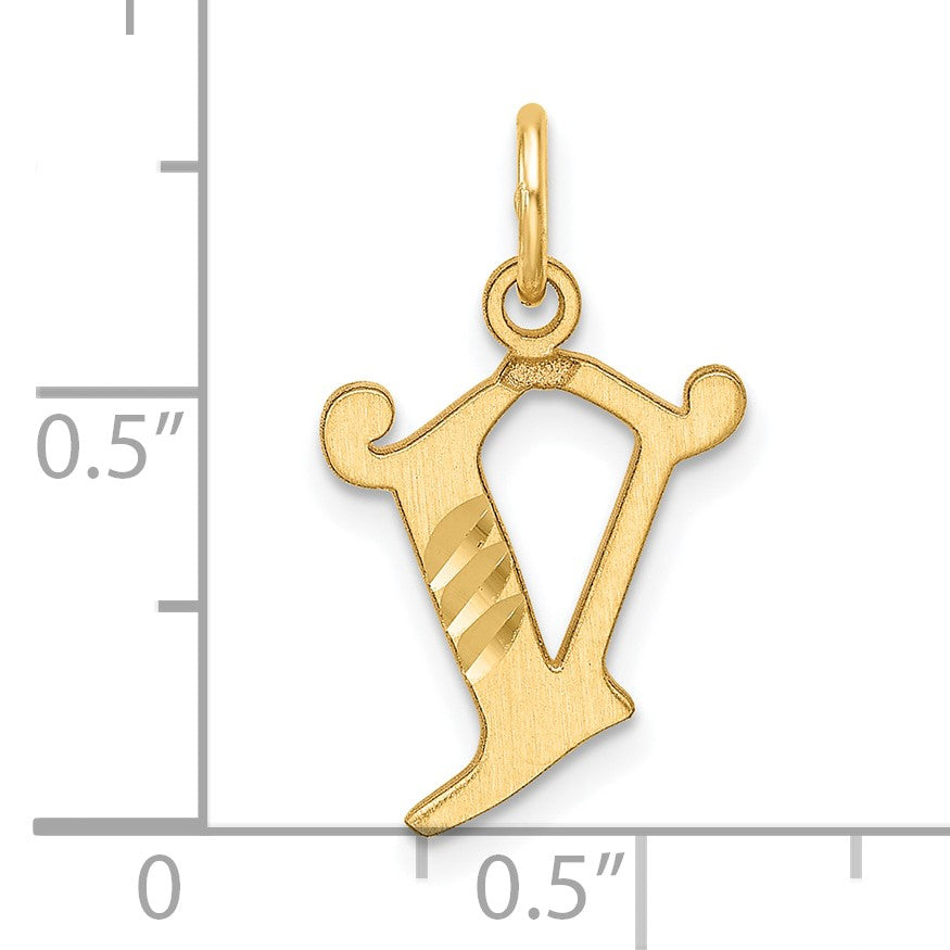 14K Diamond-cut Letter V Initial Charm