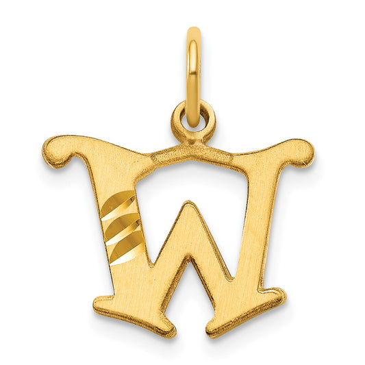 14K Diamond-cut Letter W Initial Charm