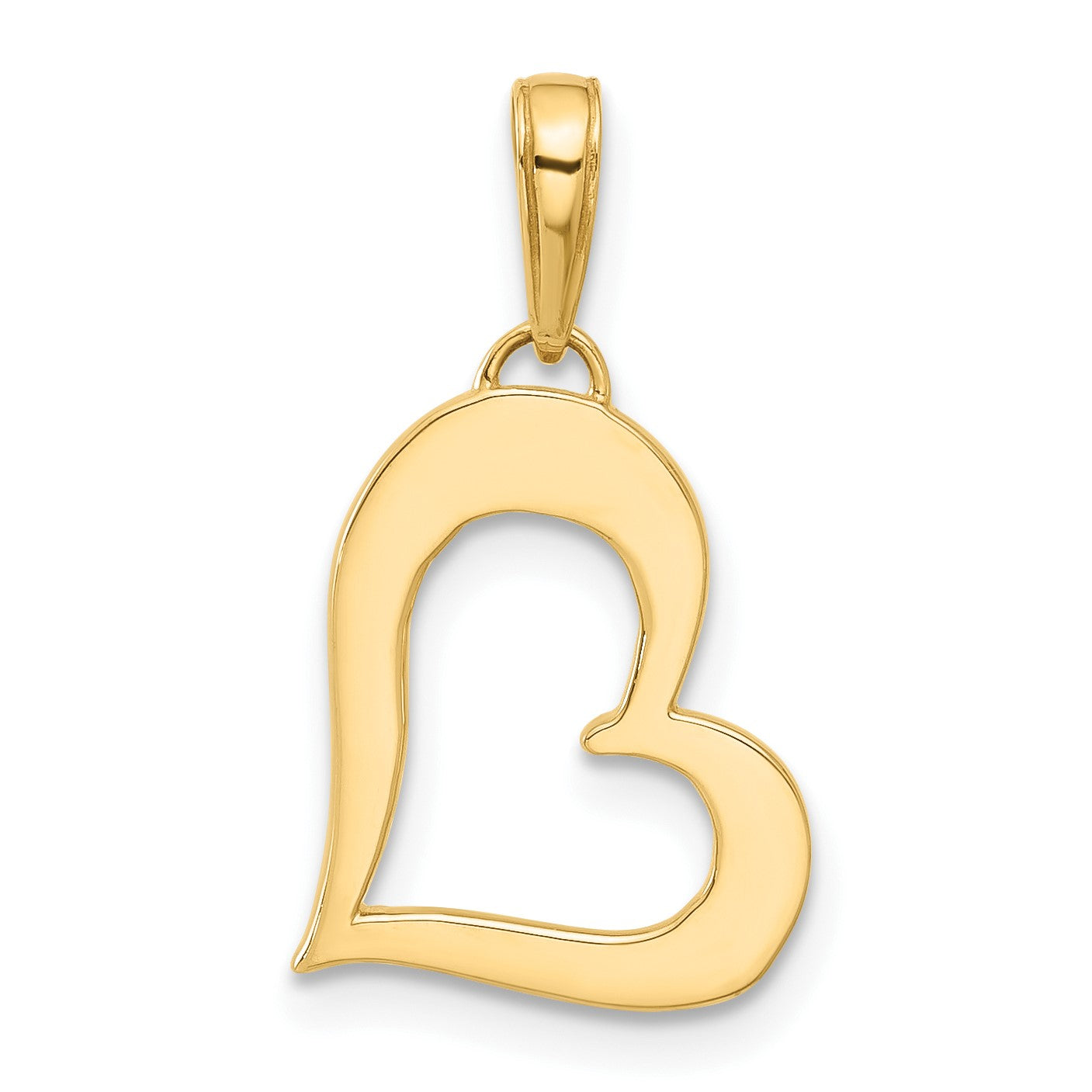 14k and White Rhodium Diamond-cut Heart Pendant