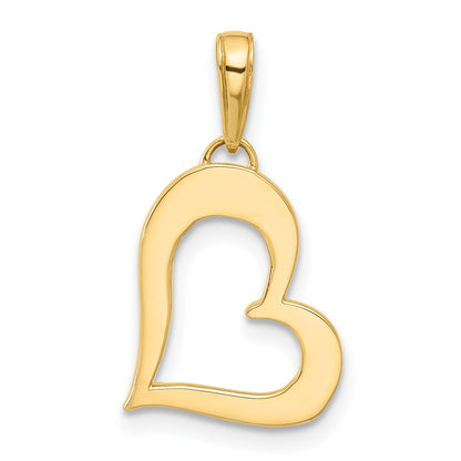 14k and White Rhodium Diamond-cut Heart Pendant