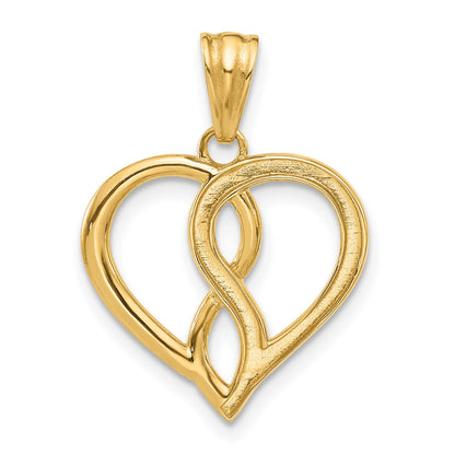 14K and White Rhodium Diamond-cut Infinity Heart Pendant