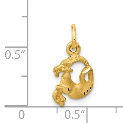 14k Satin Diamond-cut Capricorn Zodiac Charm