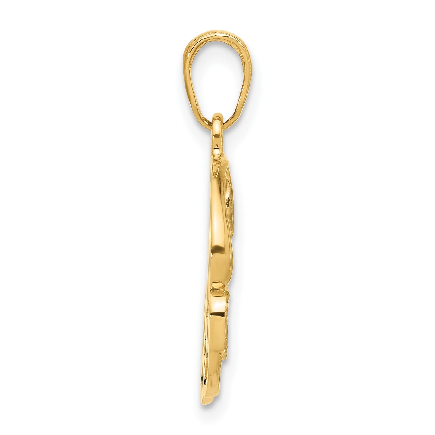 14k and White Rhodium Diamond-cut MOM in Fancy Pendant