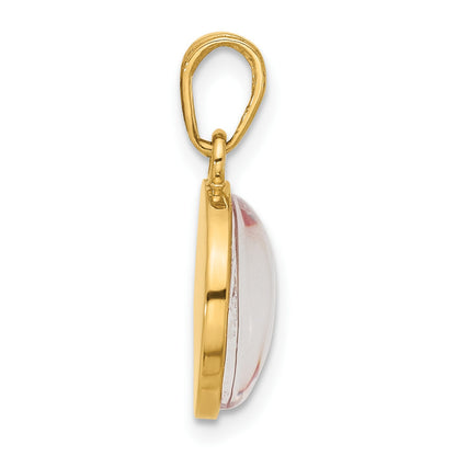 14K Polished with Pink Enamel and Clear Epoxy Resin It's A Girl Pendant