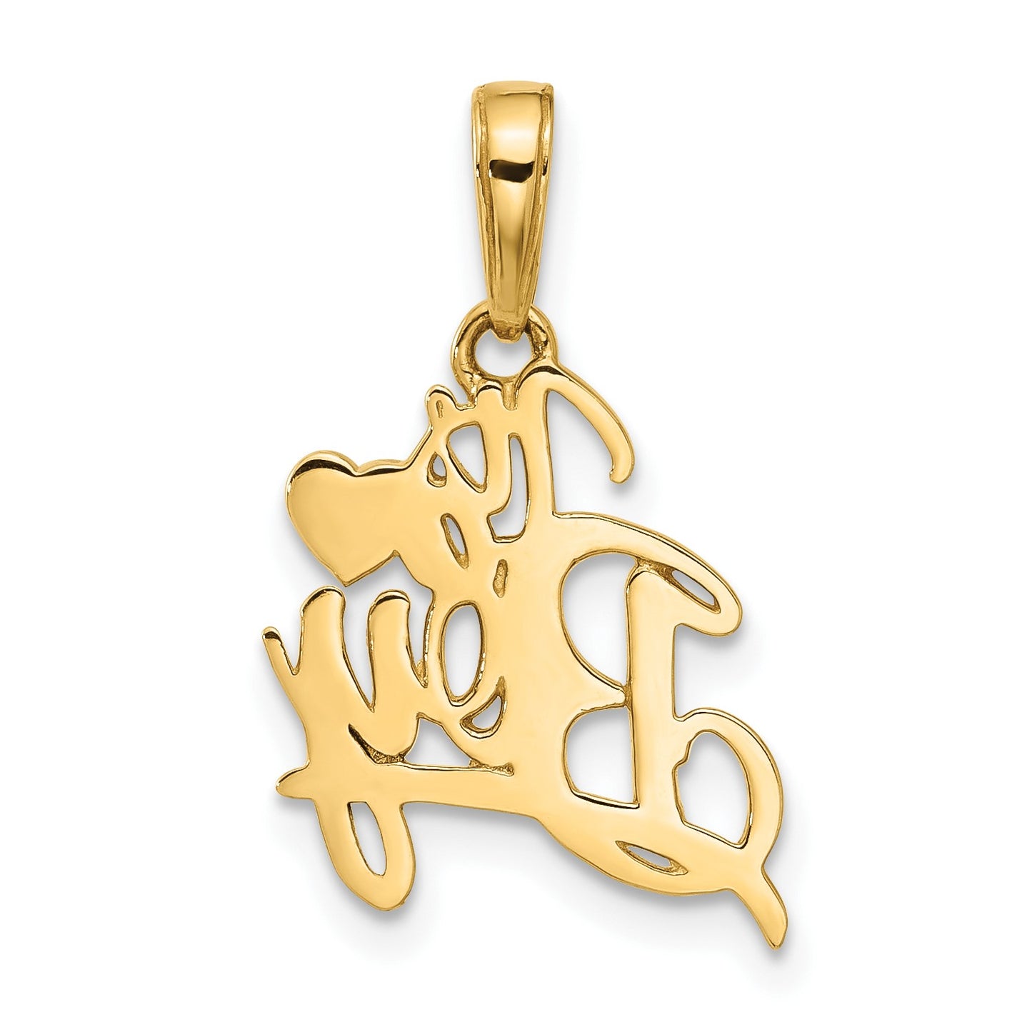 14k and White Rhodium Diamond-cut Heart IT'S A BOY Pendant